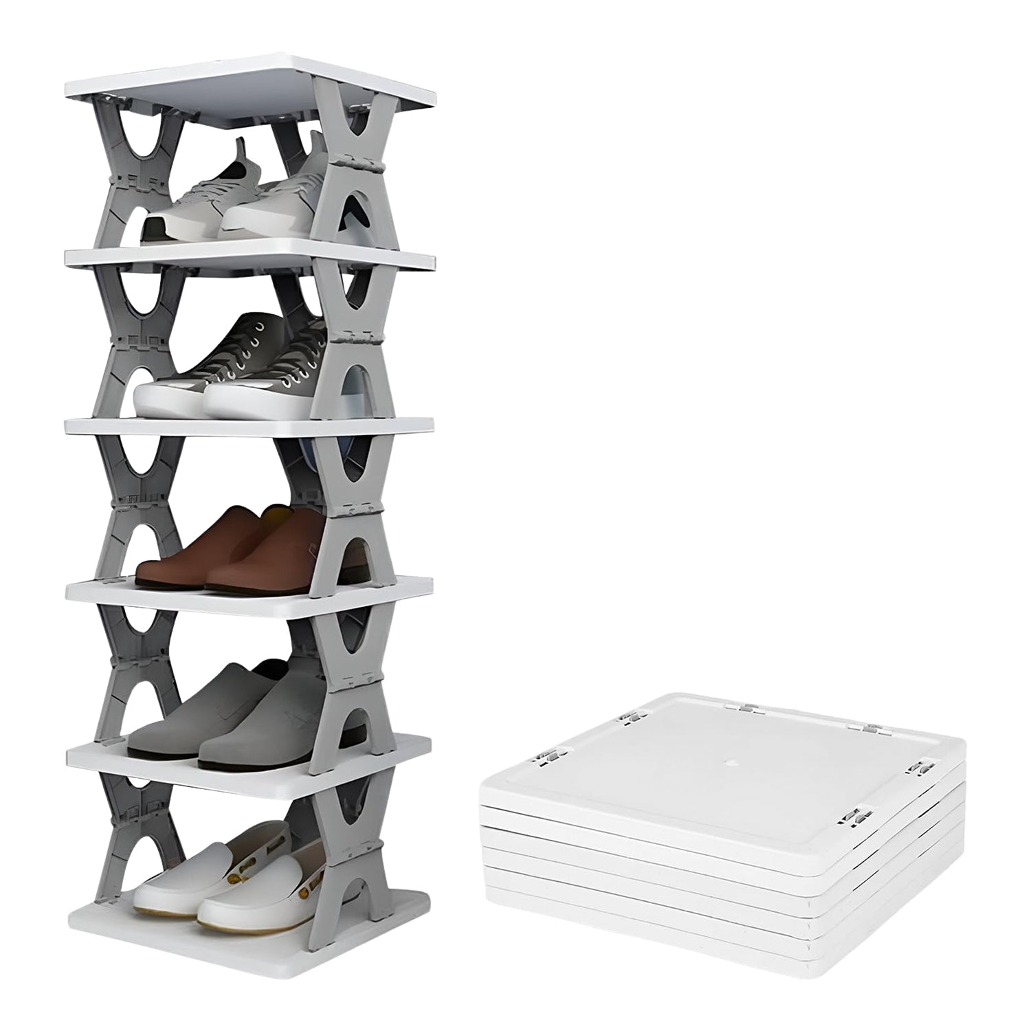 Foldable Shoe Rack 6 Layers packaged product