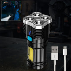 Rechargeable 4 LED torch light with USB charging