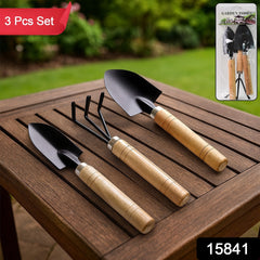 Garden Tool Kit Durable Hand Tools Set with Wooden Handle (3 Pc)