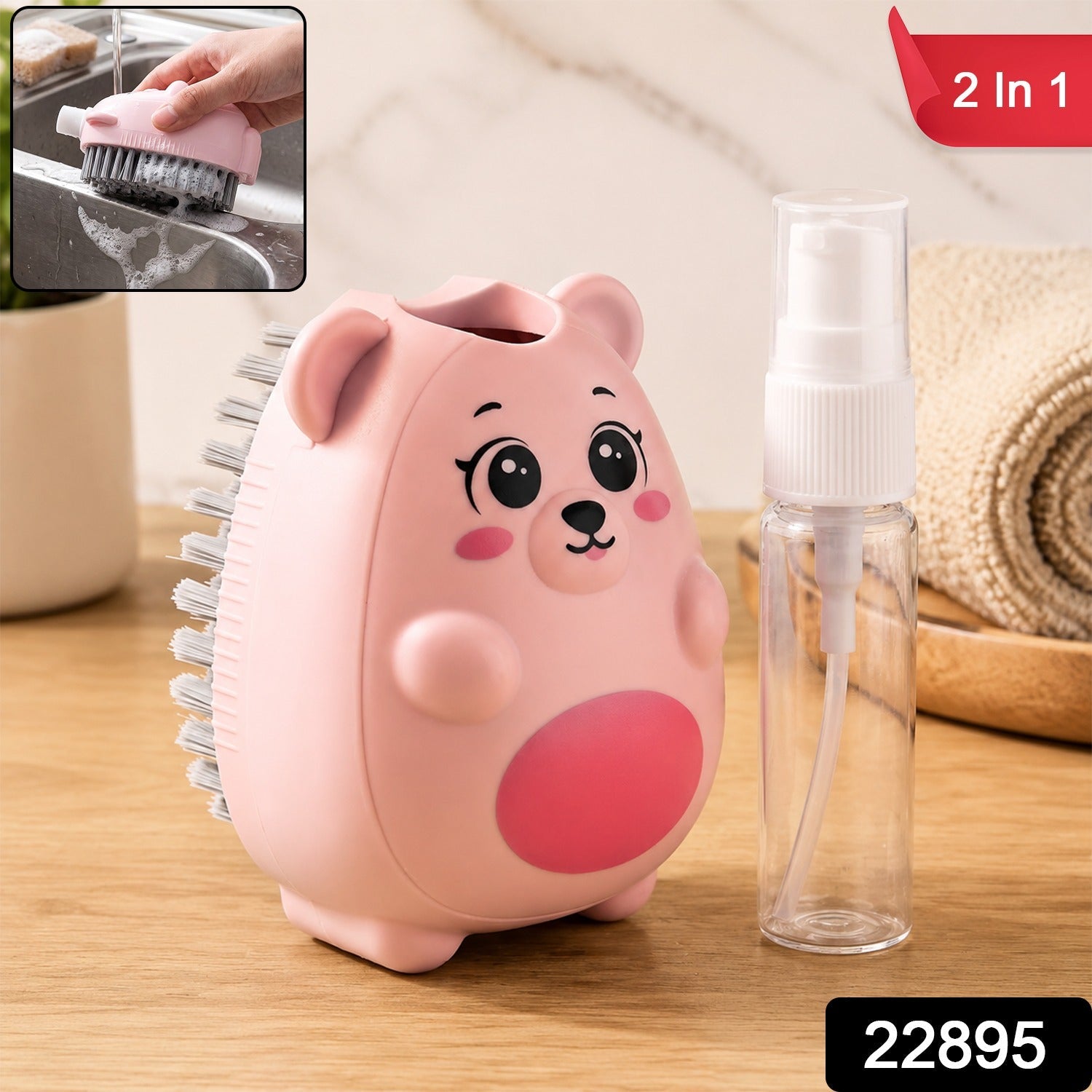Built-In Soap Dispenser Cleaning Brush for Kitchen & Bath
