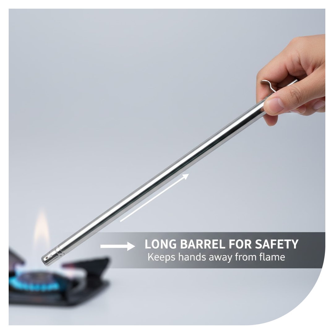 Ergonomic handle design of stainless steel gas lighter