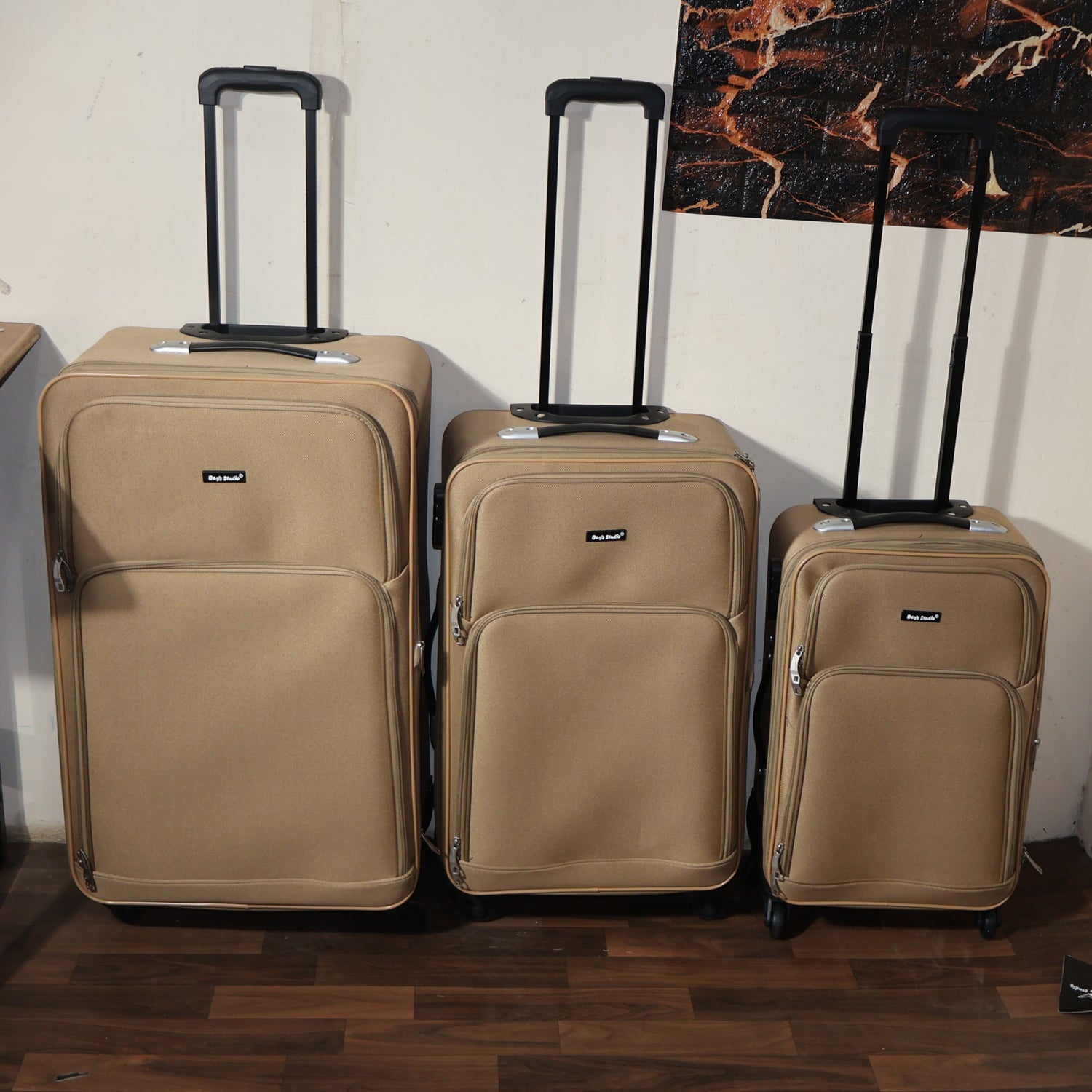 3-Piece Soft Side Trolley Luggage Set with Wheels