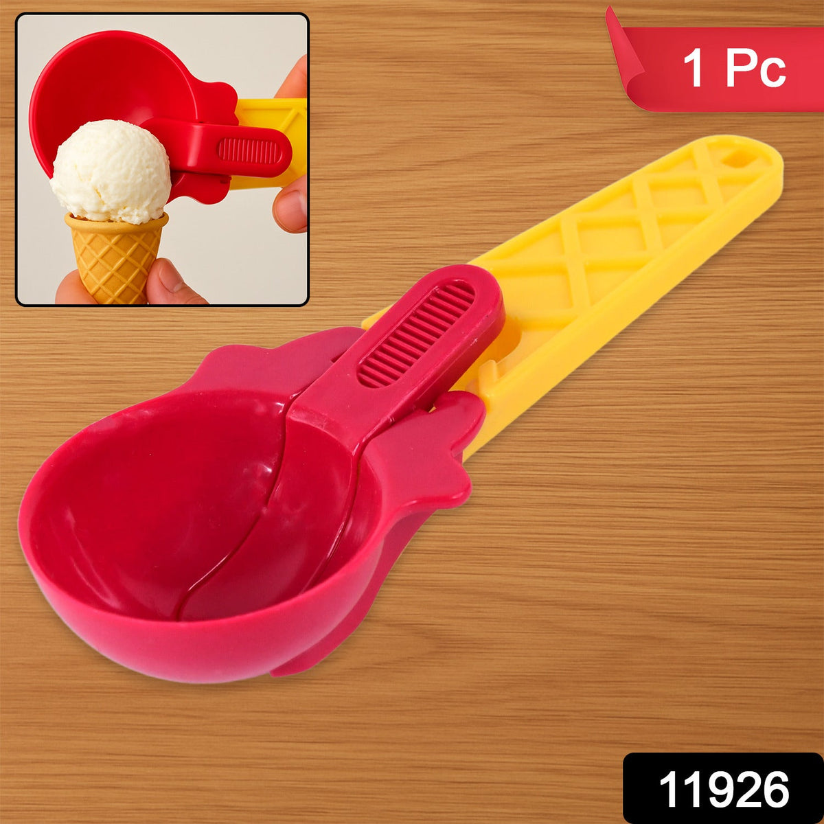 Ice cream scooper with grip handle and trigger release