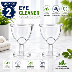 Transparent Reusable Eye Wash Cup Set with Contoured Rim and Stable Base (2 Pc)