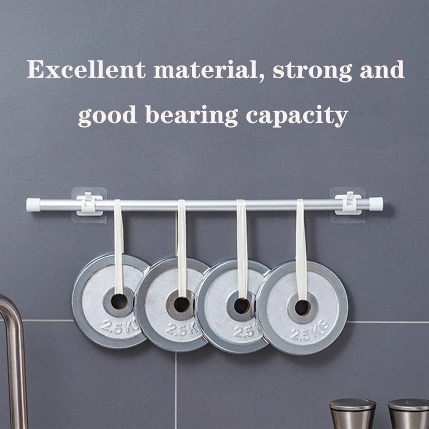 Multipurpose No-Drill Wall Mounted Adhesive Towel Rod Holder (1 Pc)