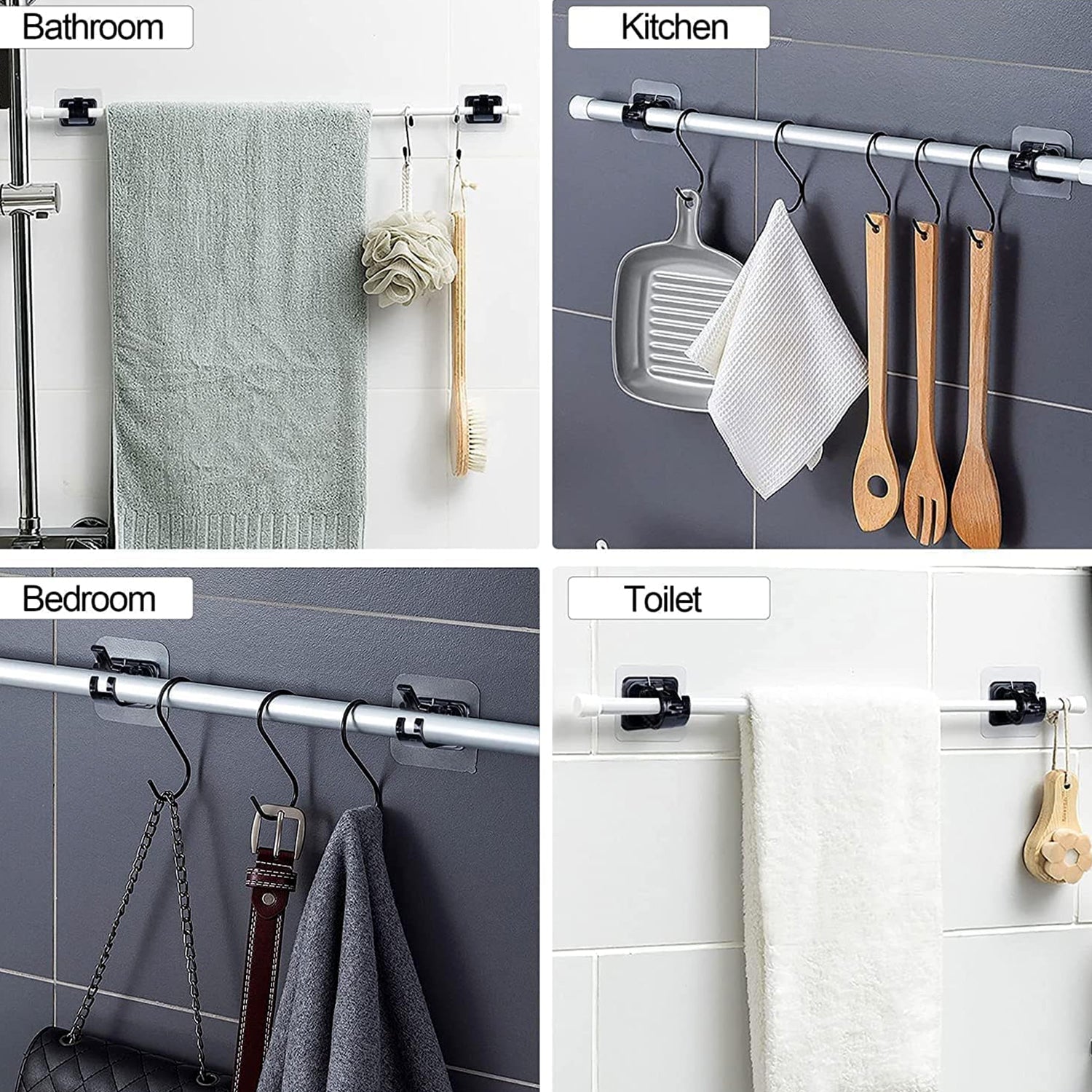 Wall-Mounted Adjustable Bathroom Hanging Rod (1 Pc)