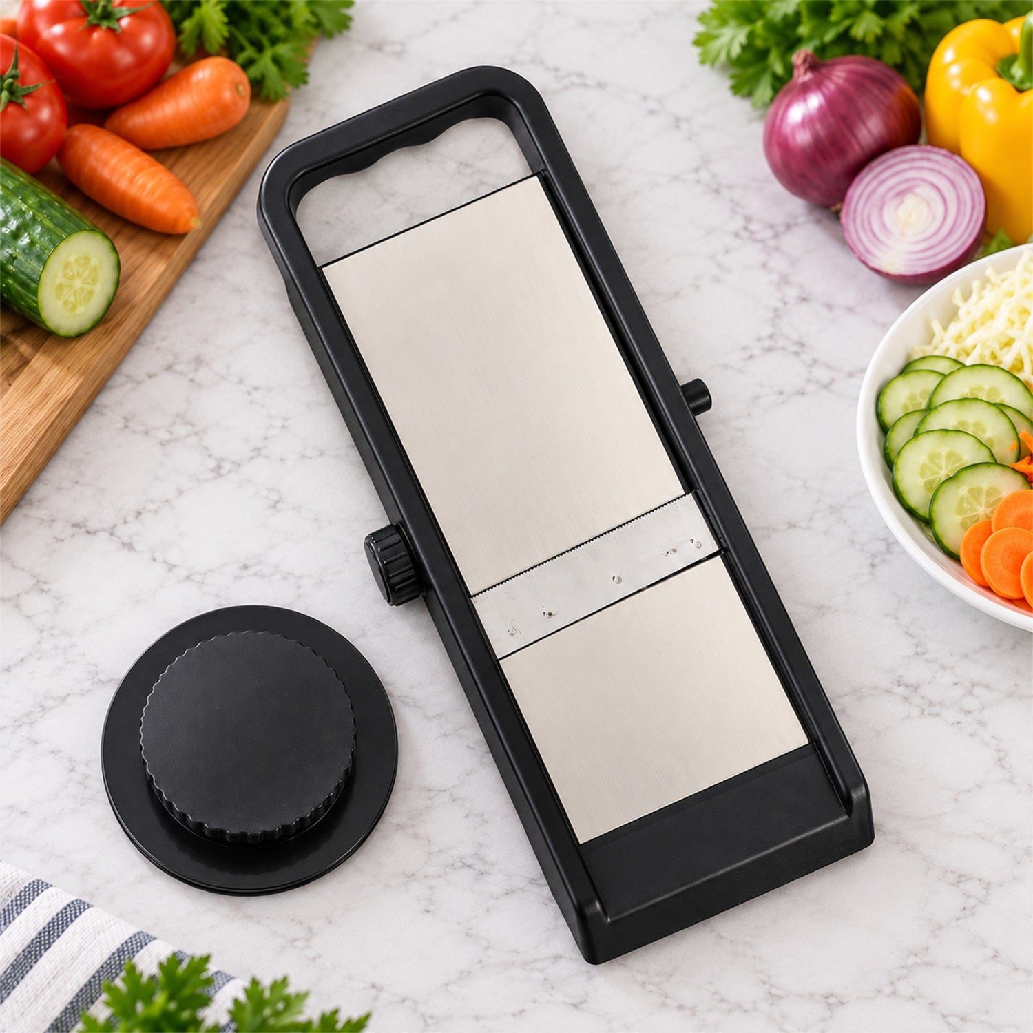 Premium Adjustable Vegetable & Fruit Slicer with Sharp Stainless Steel Blade
