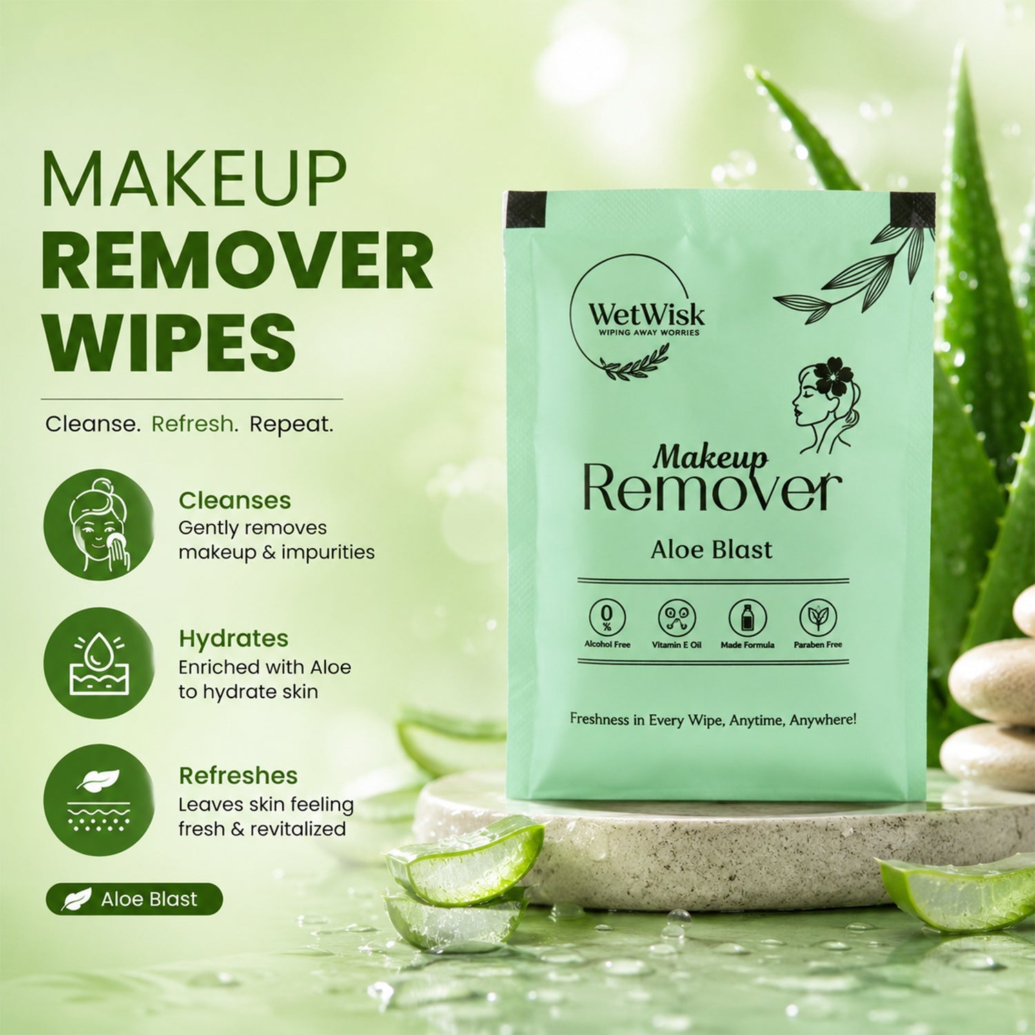 Face cleansing makeup remover wipe