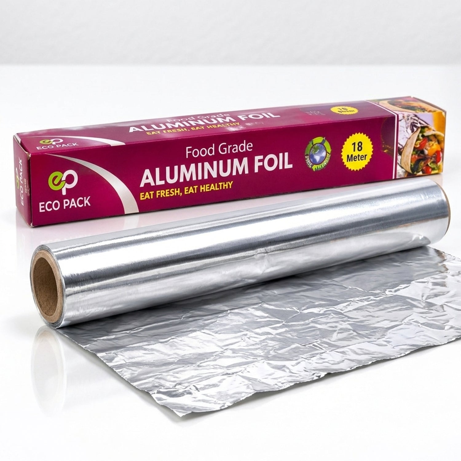 Aluminium Foil Paper Roll for Food Wrapping, Baking & Kitchen Use (18 Mtr)