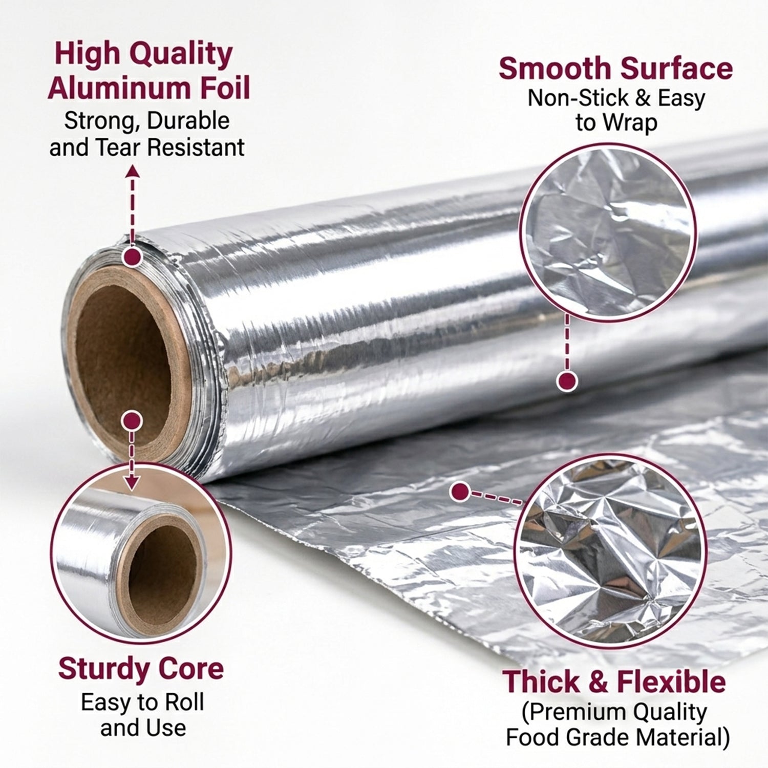 Aluminium Foil Paper Roll for Food Wrapping, Baking & Kitchen Use (18 Mtr)