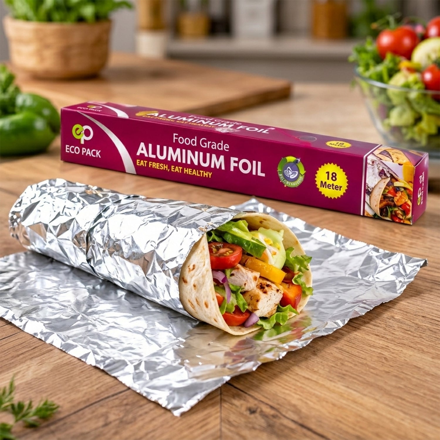 Aluminium Foil Paper Roll for Food Wrapping, Baking & Kitchen Use (18 Mtr)