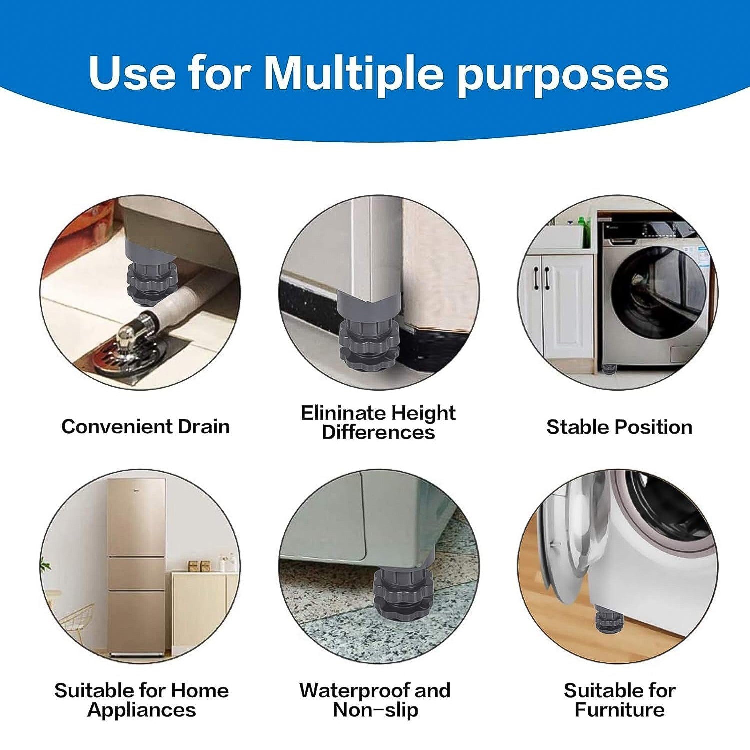 Anti-vibration pads installed under washing machine