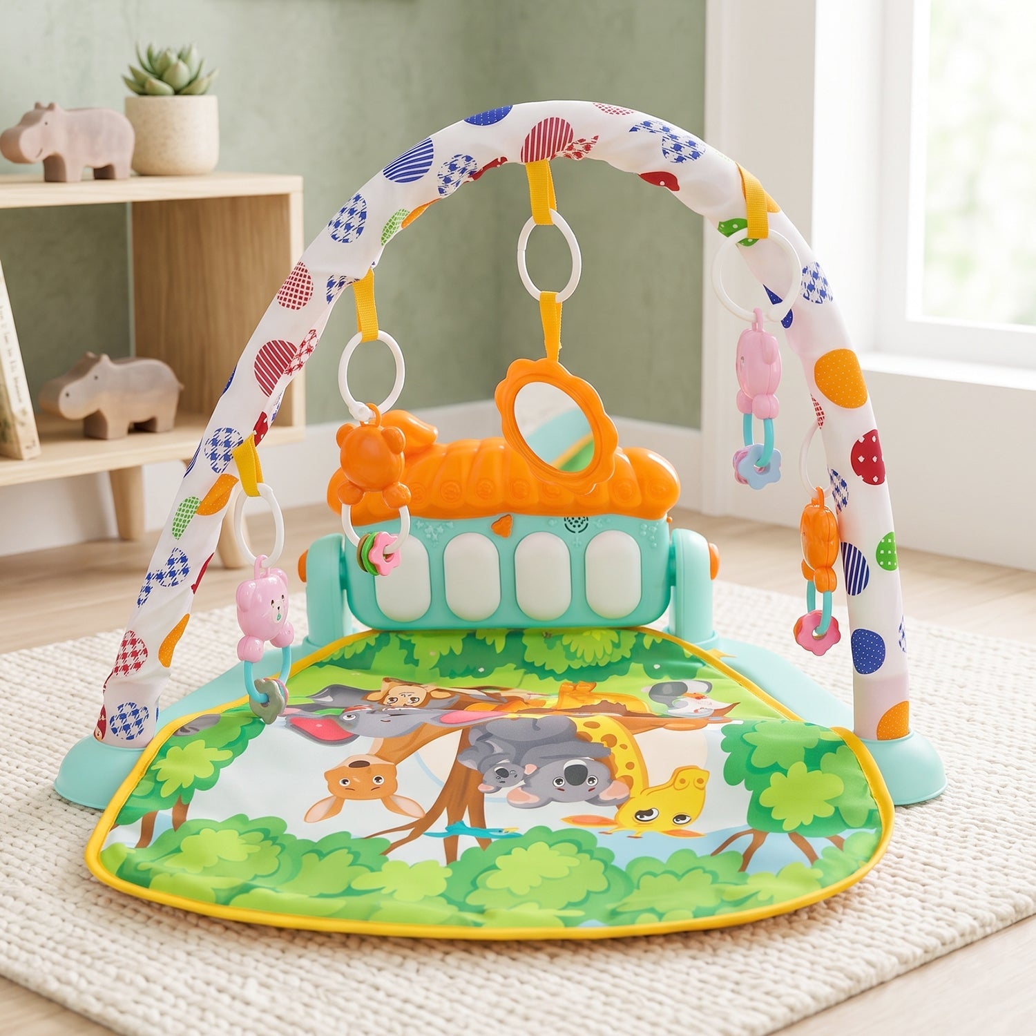 Close up of the musical piano keys on the play mat