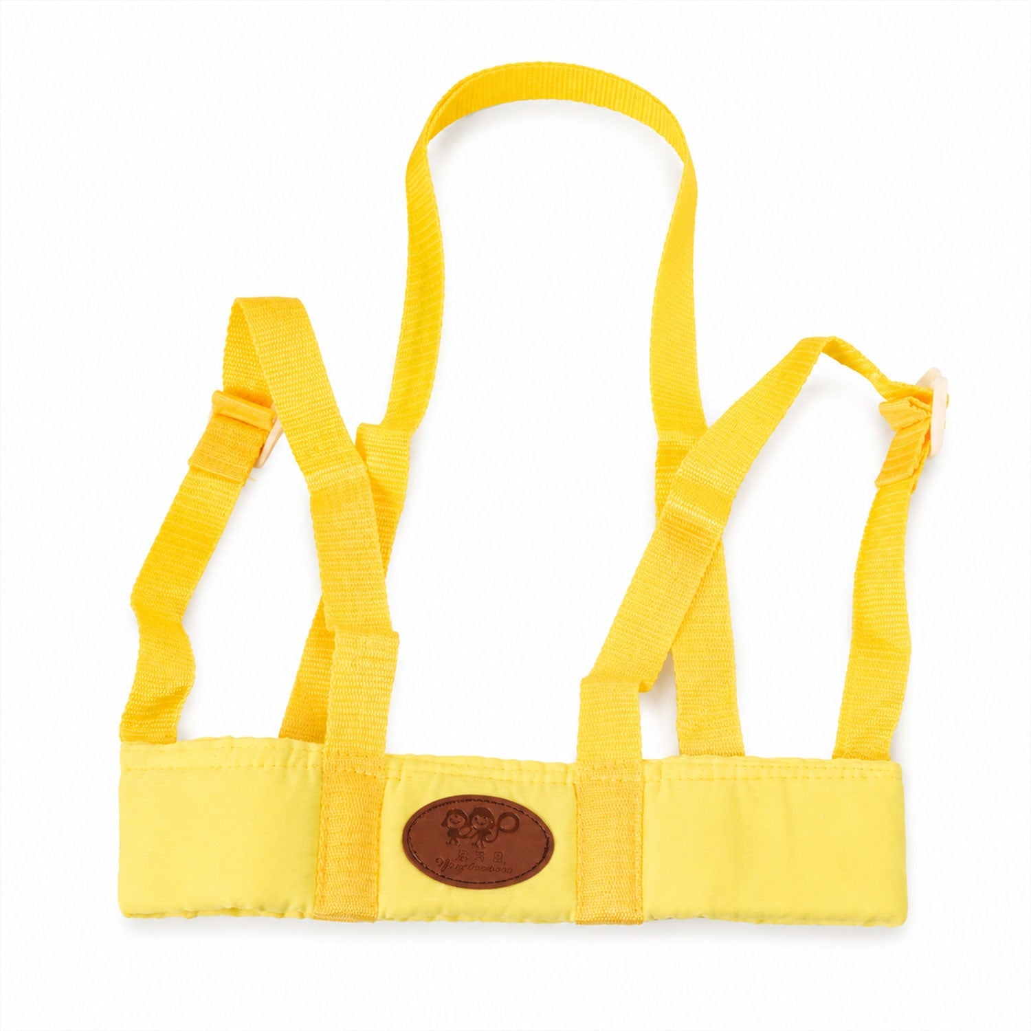 Child-friendly baby walking harness with logo patch