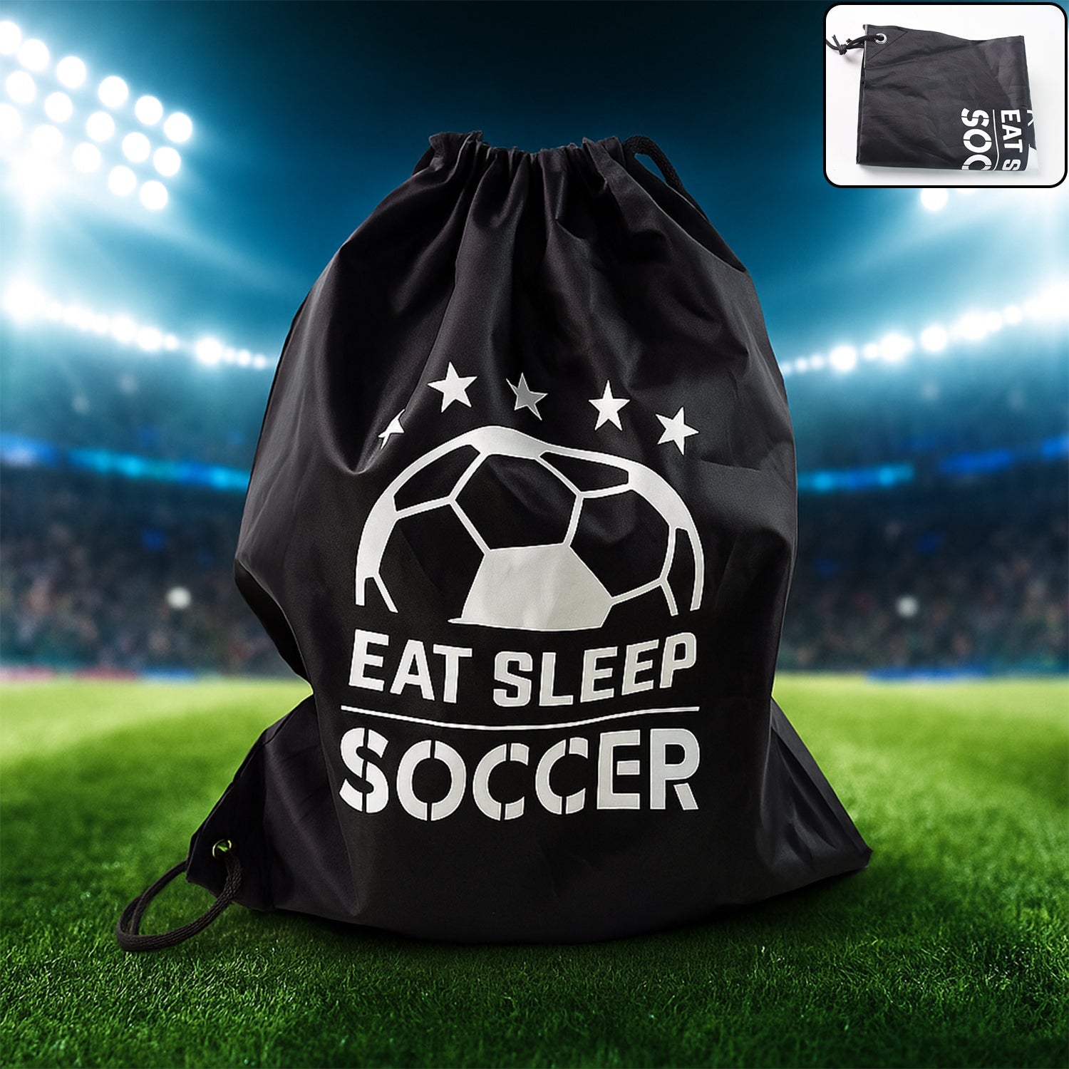 Black large drawstring sport backpack