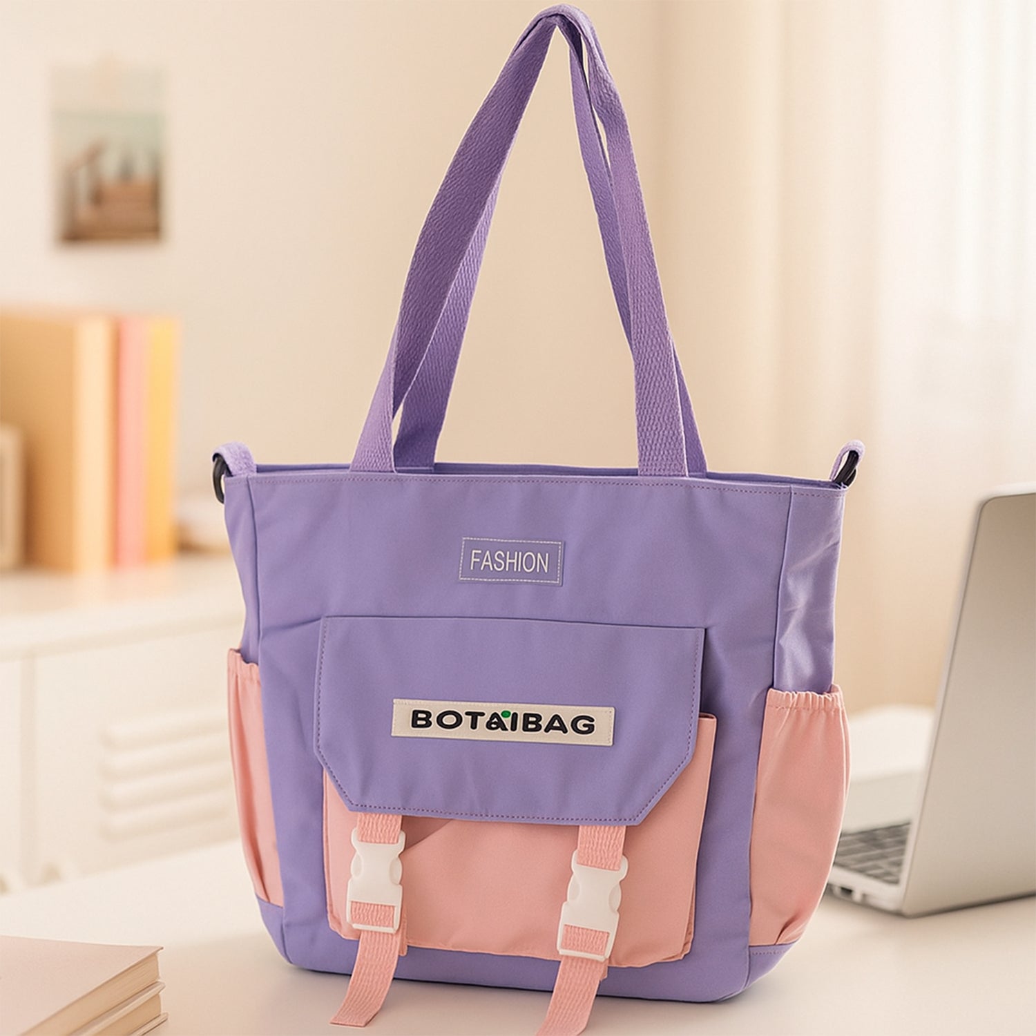 Versatile Shoulder Tote Bag in Soft Material