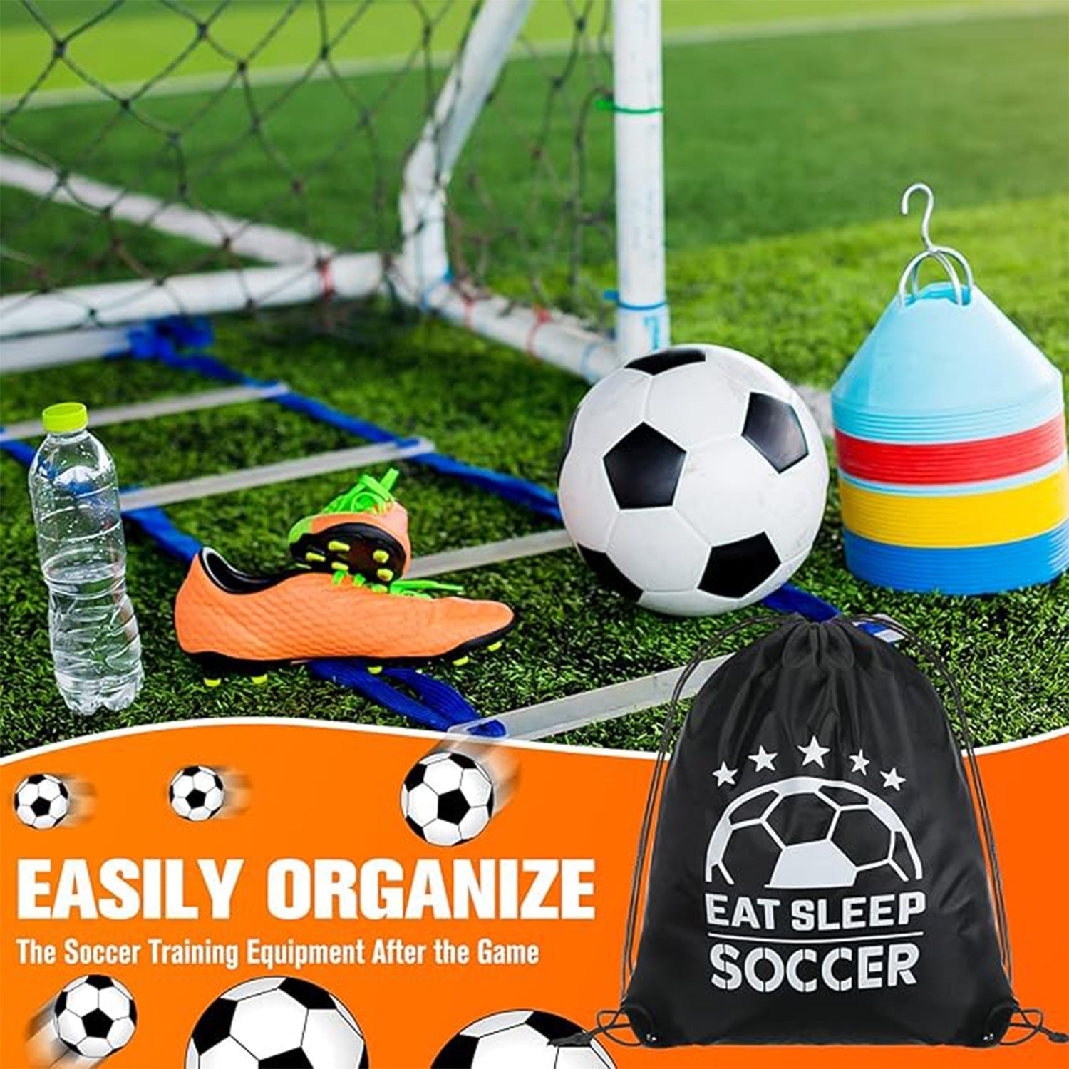 Drawstring sport backpack top view