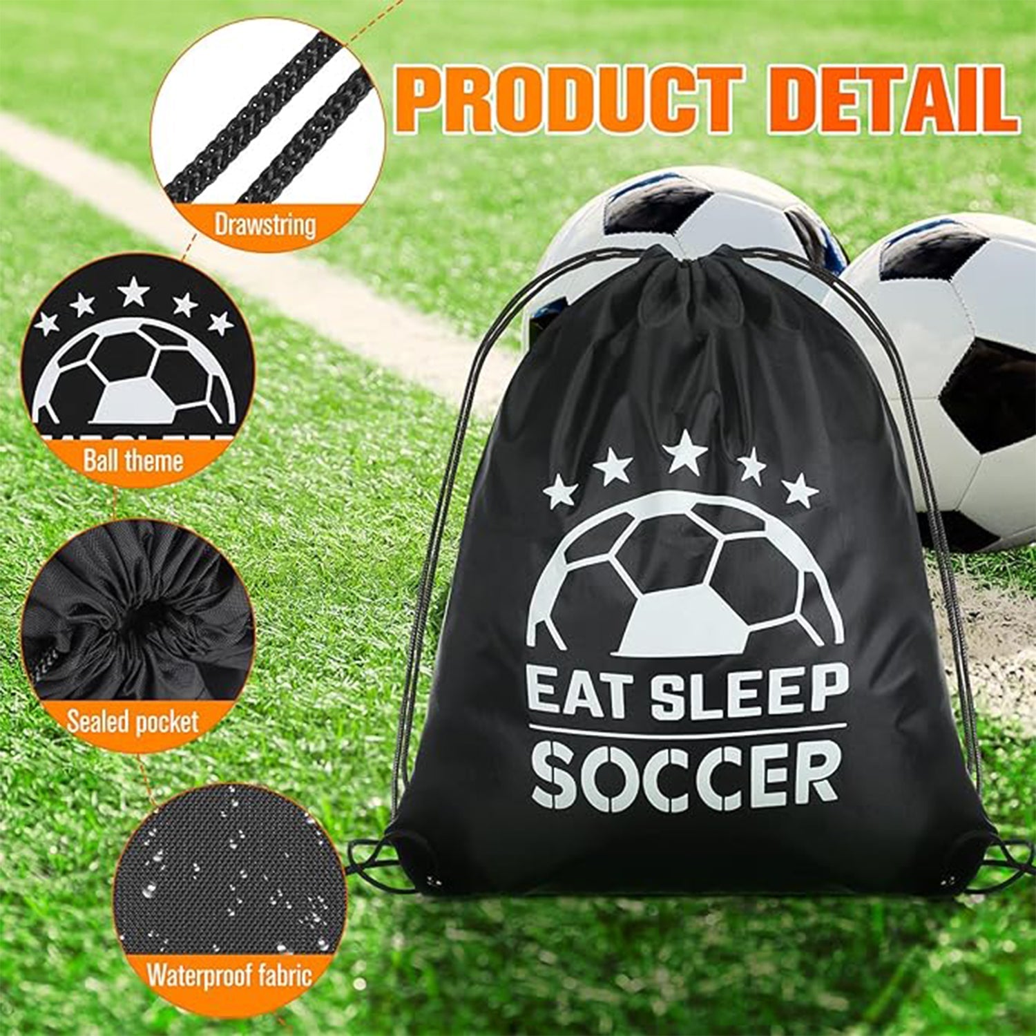 Drawstring sport backpack inside view