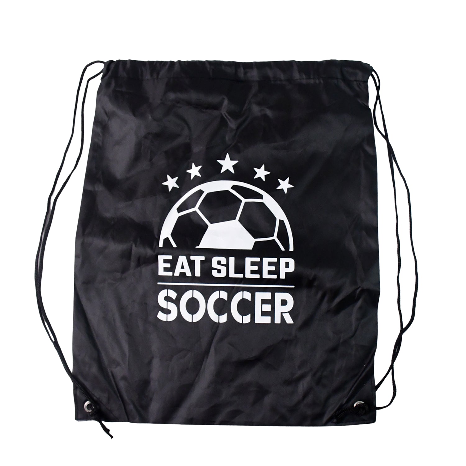 Black drawstring sport backpack front view