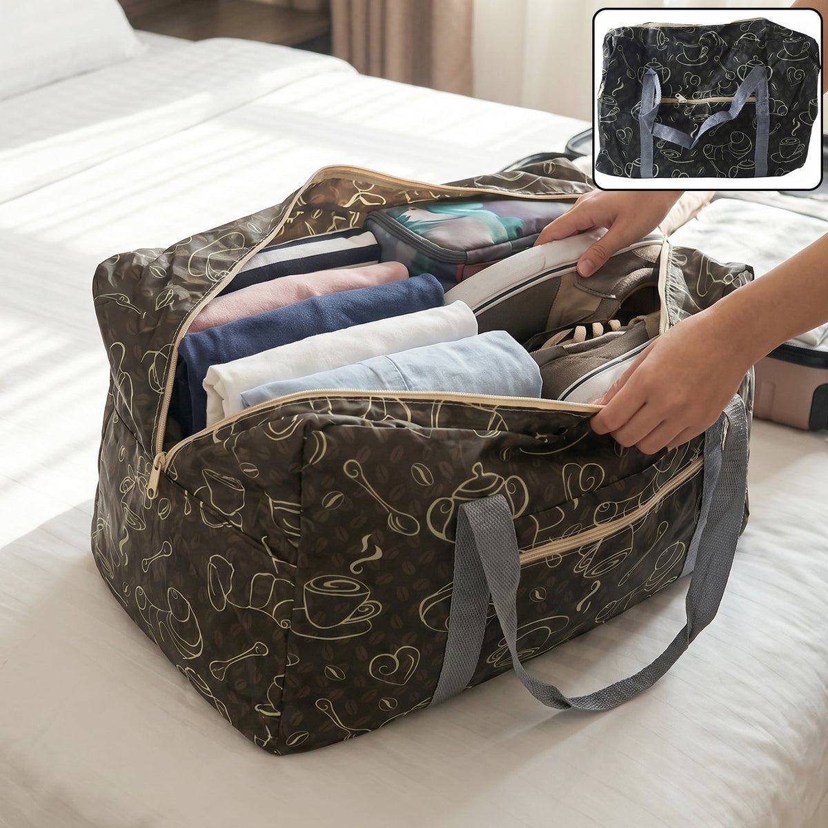 Multipurpose Foldable Storage Bag 45x30cm Travel Organizer with Handles (1 Pc)