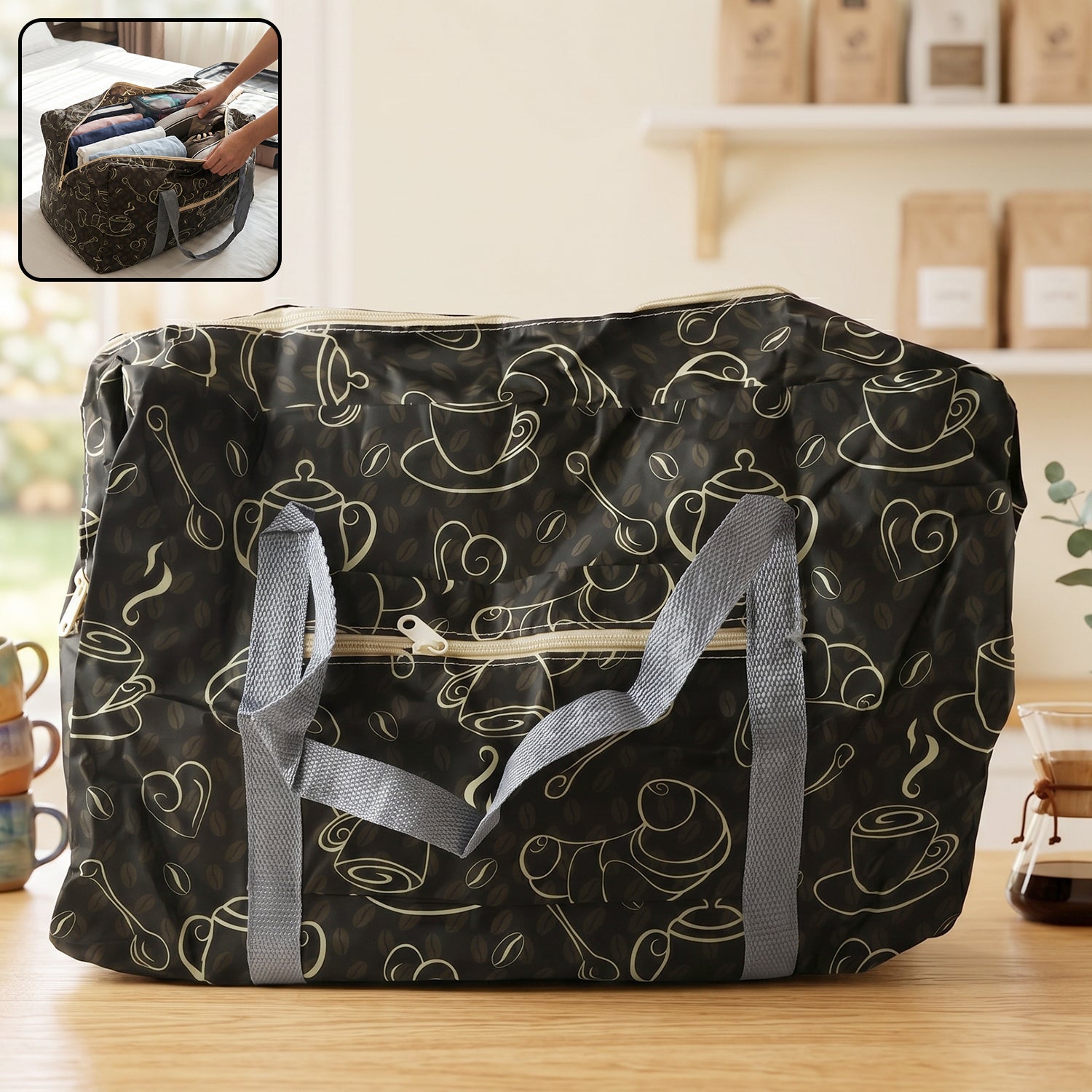 Multipurpose Foldable Storage Bag 45x30cm Travel Organizer with Handles (1 Pc)