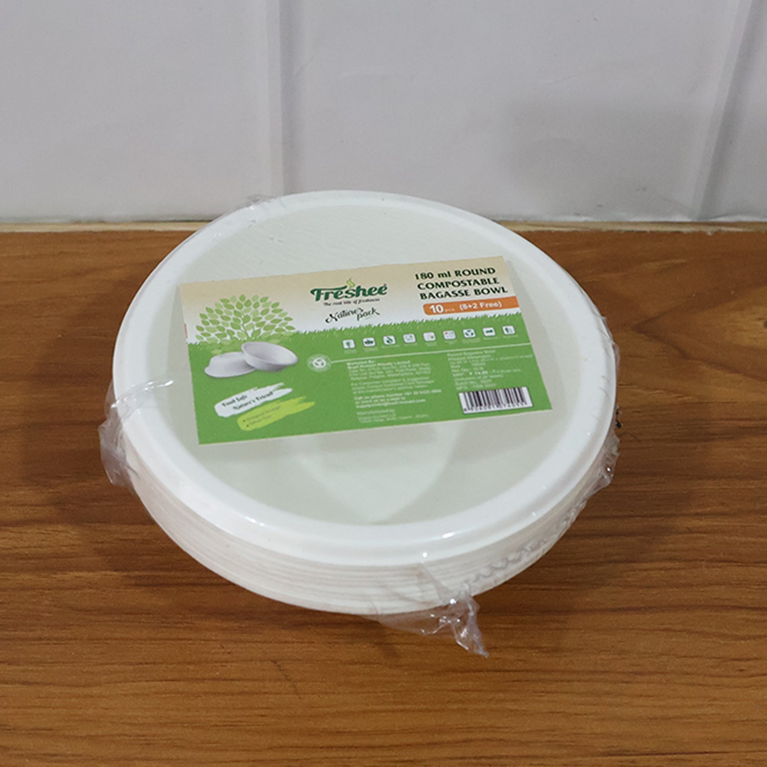 Freshee 180 ml Round Compostable Bagasse Bow (10 Pc)
