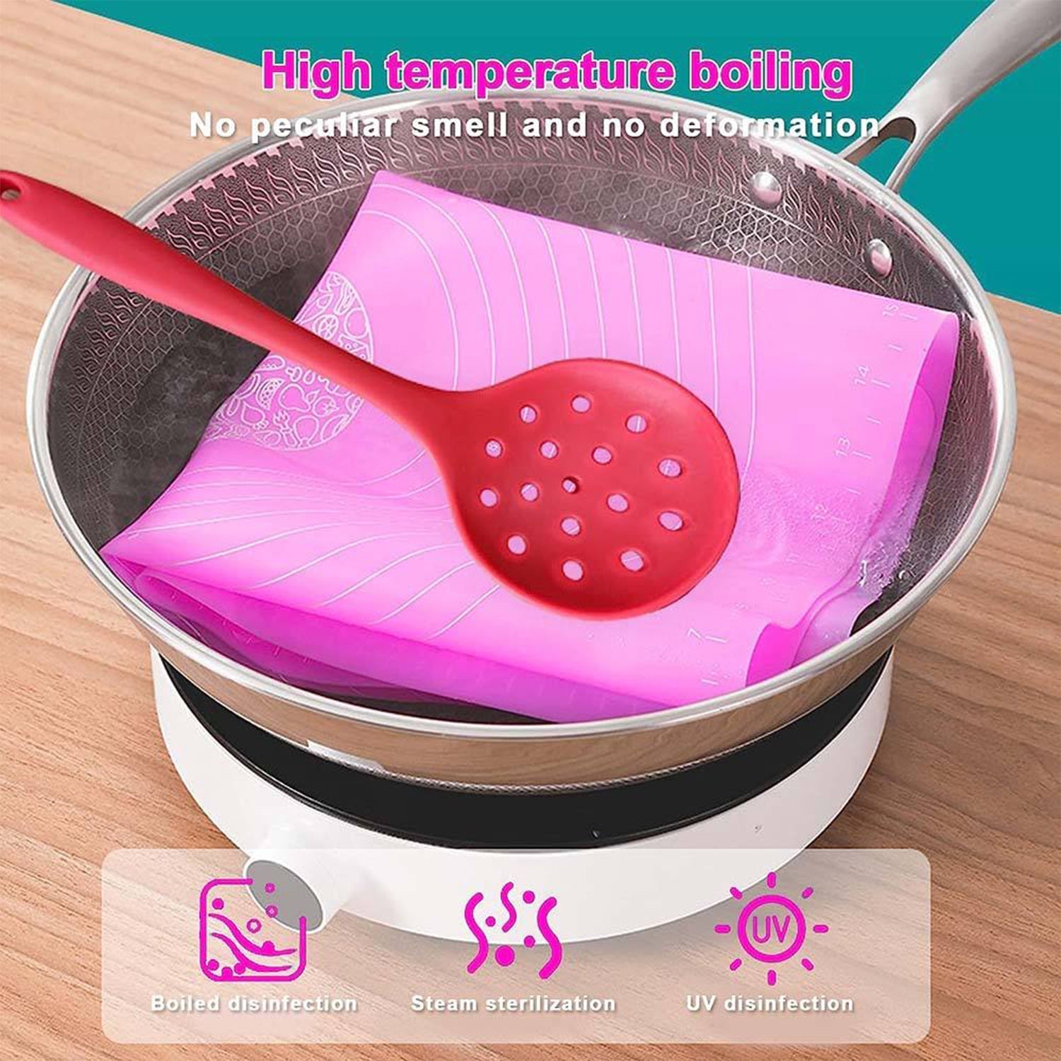 Silicone mat on kitchen counter