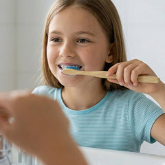 Natural wooden toothbrush with soft bristles