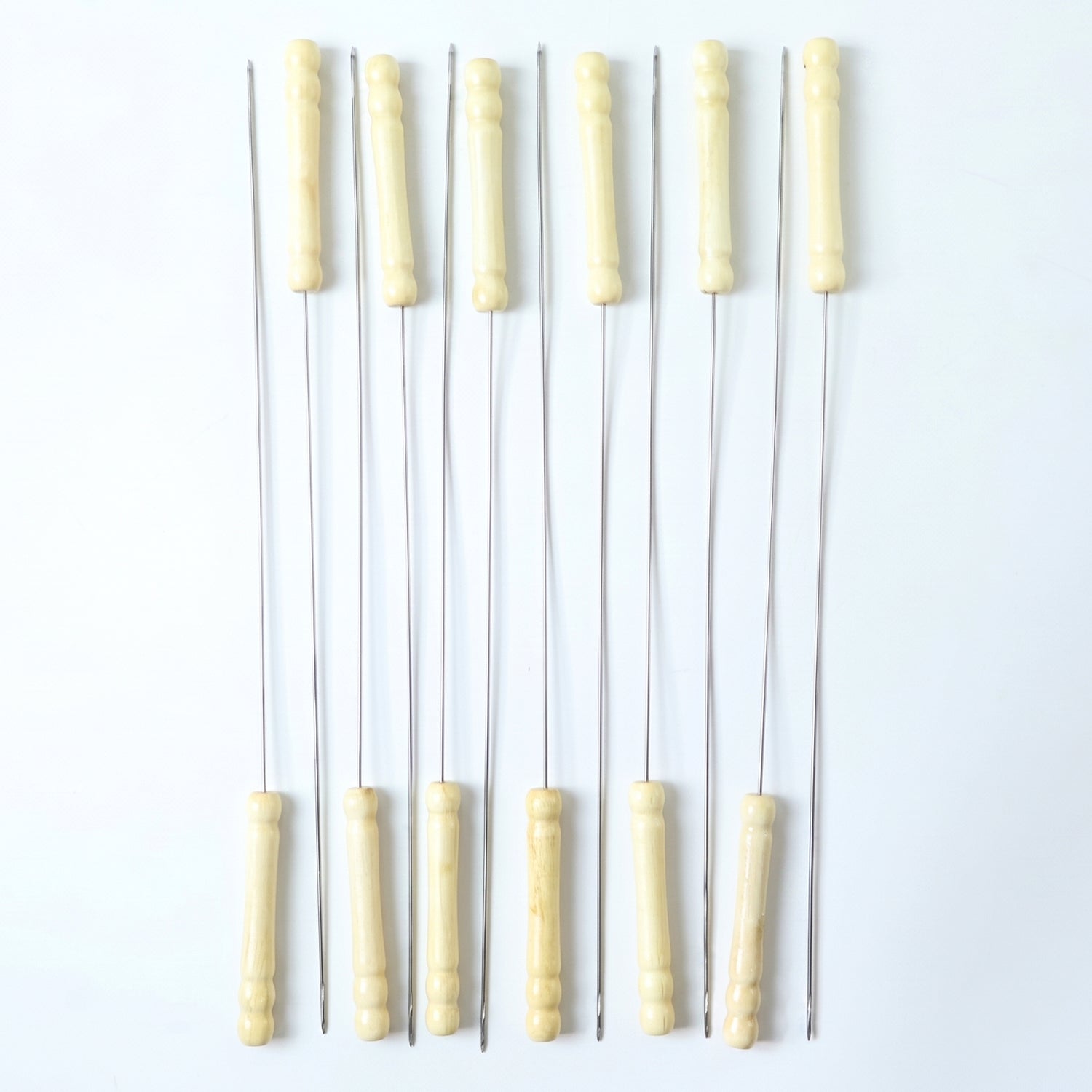 Stainless Steel BBQ Skewers with Wooden Handle (12 Pc)