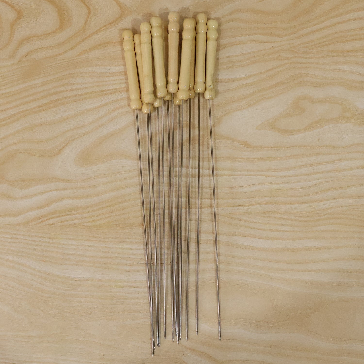 Stainless Steel BBQ Skewers with Wooden Handle (12 Pc)