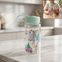 Kids printed water bottle front view