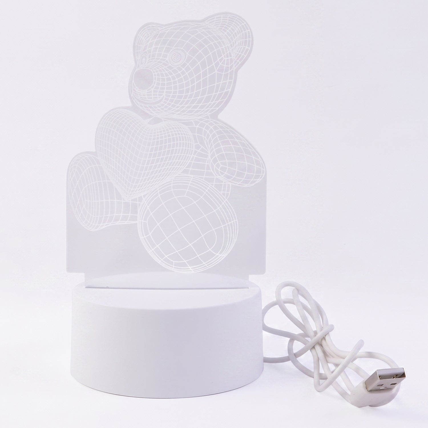3D Teddy Bear LED Night Lamp glowing softly in a dark room