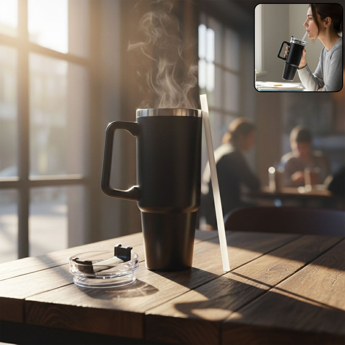 890 ML Large Capacity Insulated Travel Mug / Tumbler Black color (1 Pc)