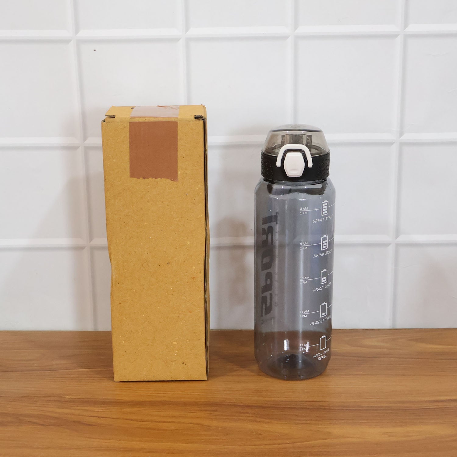 Sports water bottle in use