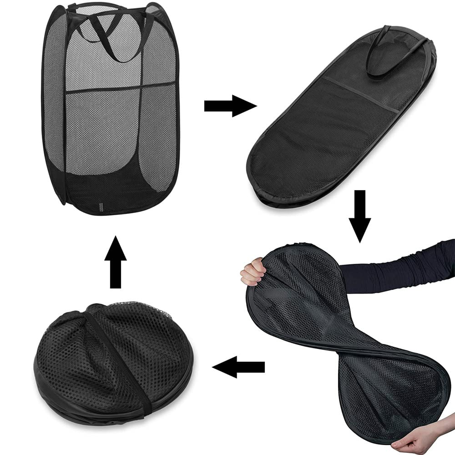 Large Foldable Mesh Laundry Basket Durable Clothes Hamper (1 Pc, 36x36x60cm)