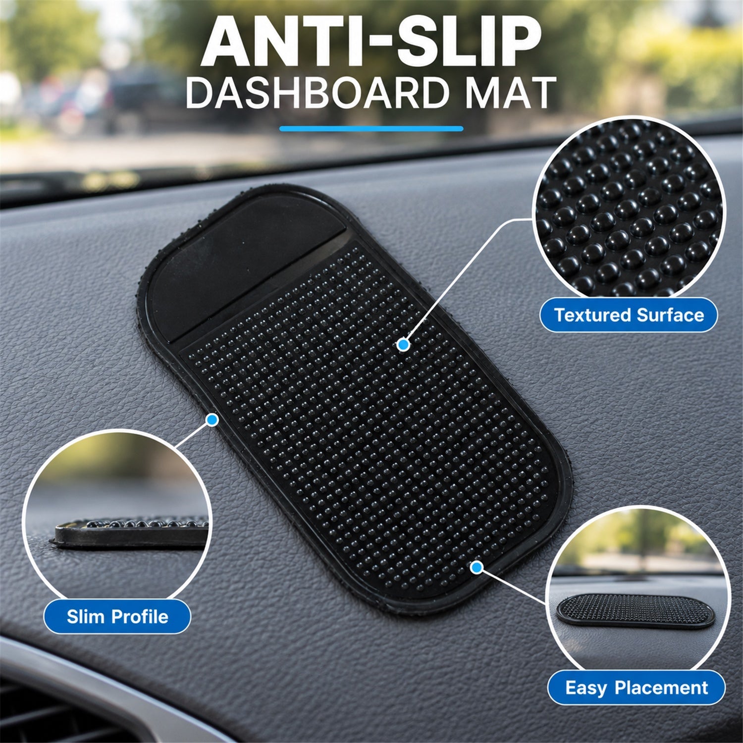 Large Transparent Non-Slip Silicone Dashboard Mat for Car