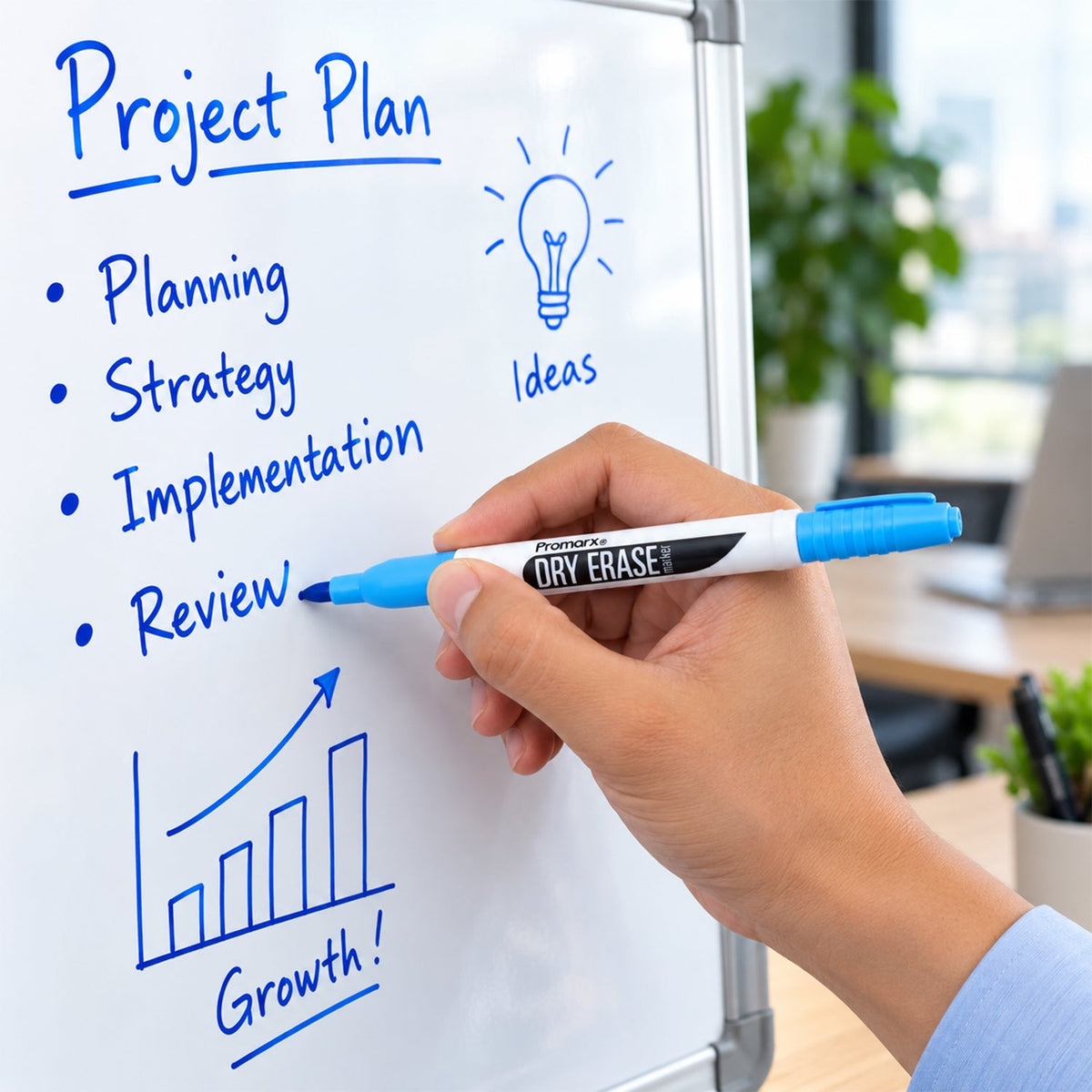 Blue dry erase whiteboard marker smooth grip