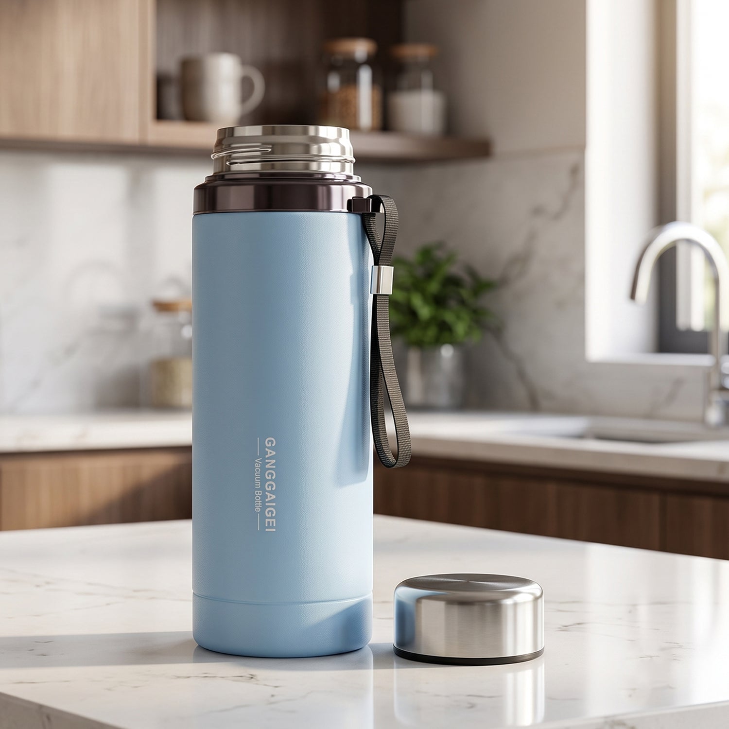Insulated water bottle shown from the side