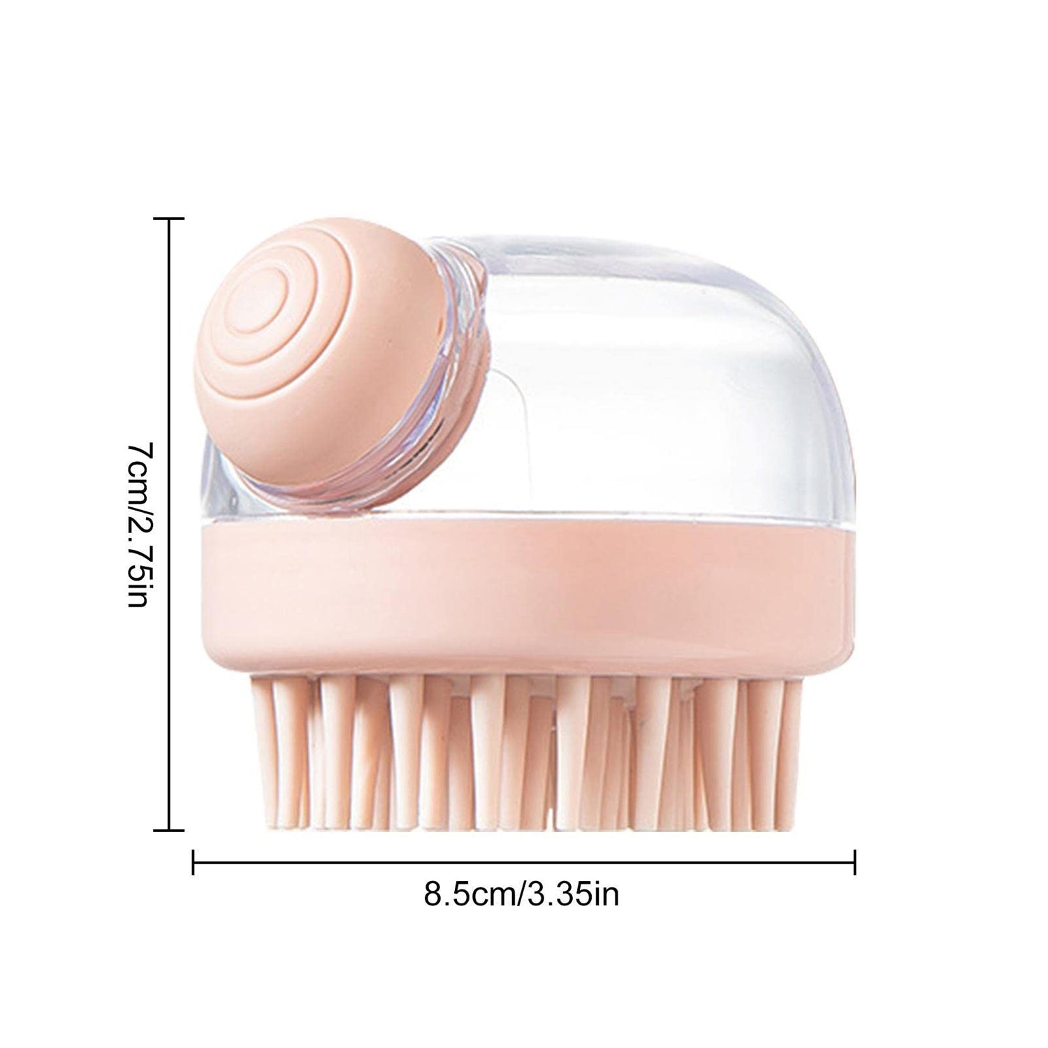 Silicone scalp massager brush on wooden surface