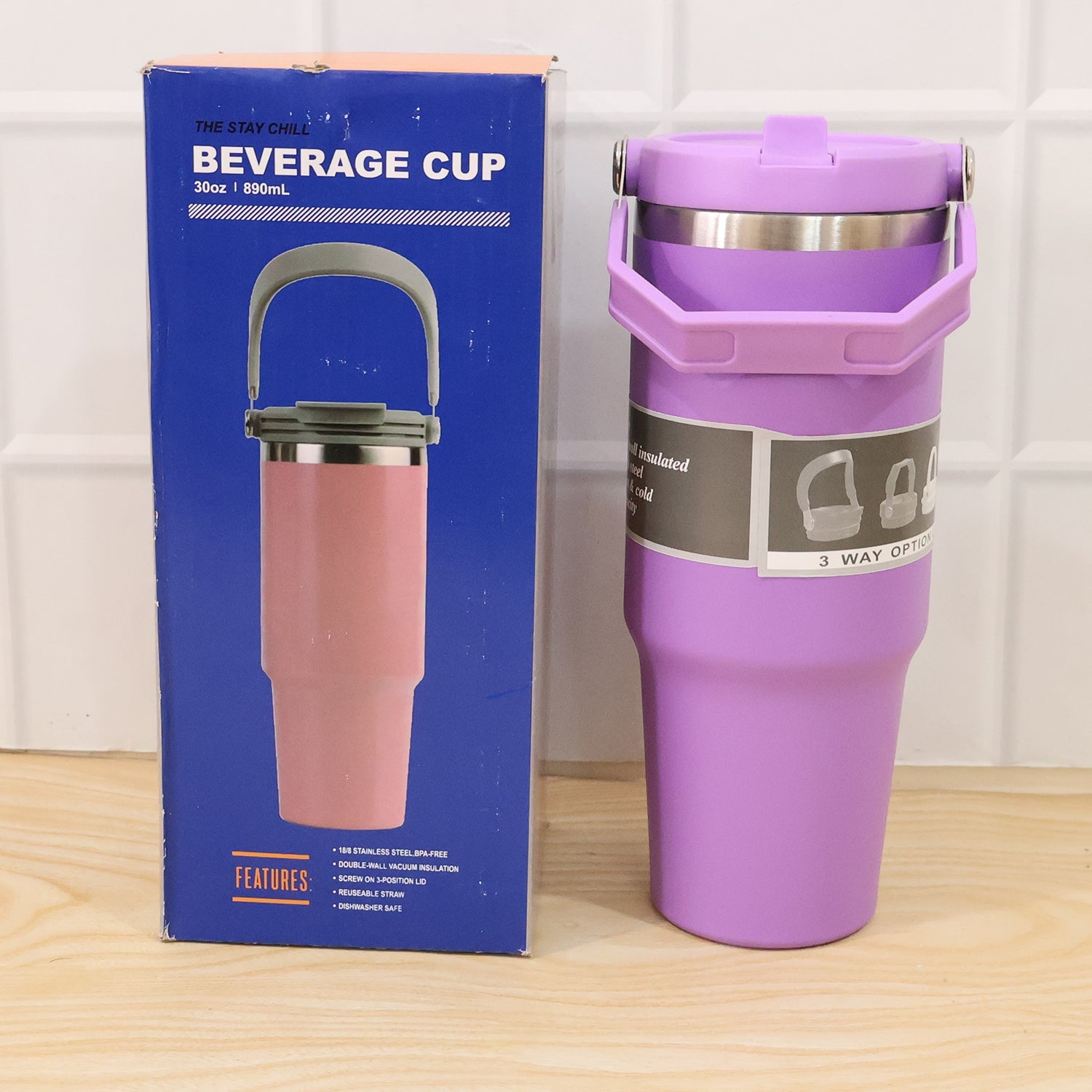 Stainless Steel 890ML Vacuum Insulated Travel Mug with Straw
