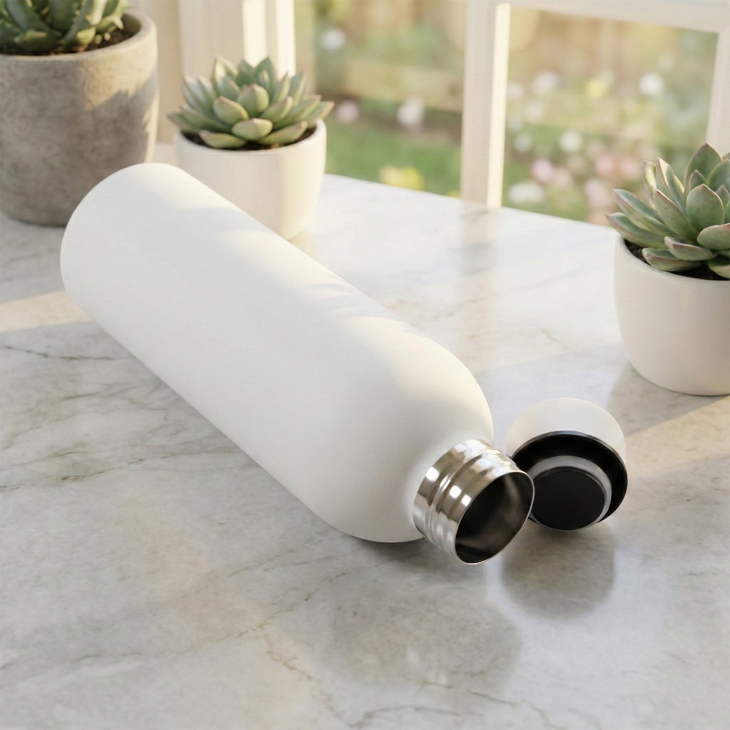 Stainless Steel Double Wall Vacuum-Insulated Drink Water (White / 500 ML Approx)