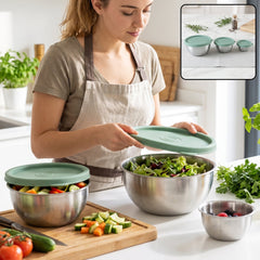 Apex Miny steel container set of 3 mixing bowls with lids