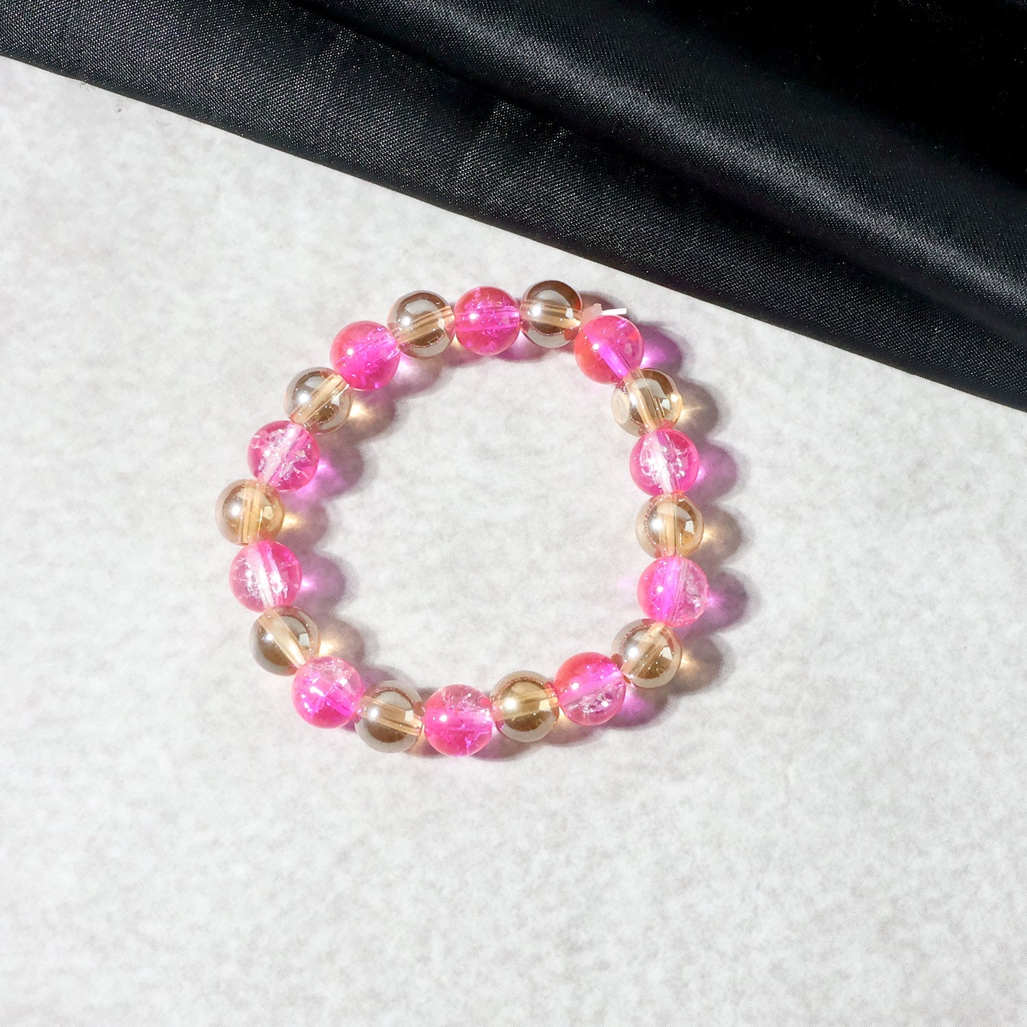 Elegant Dual-Tone Crystal Beaded Stretch Bracelet (1 Pc)