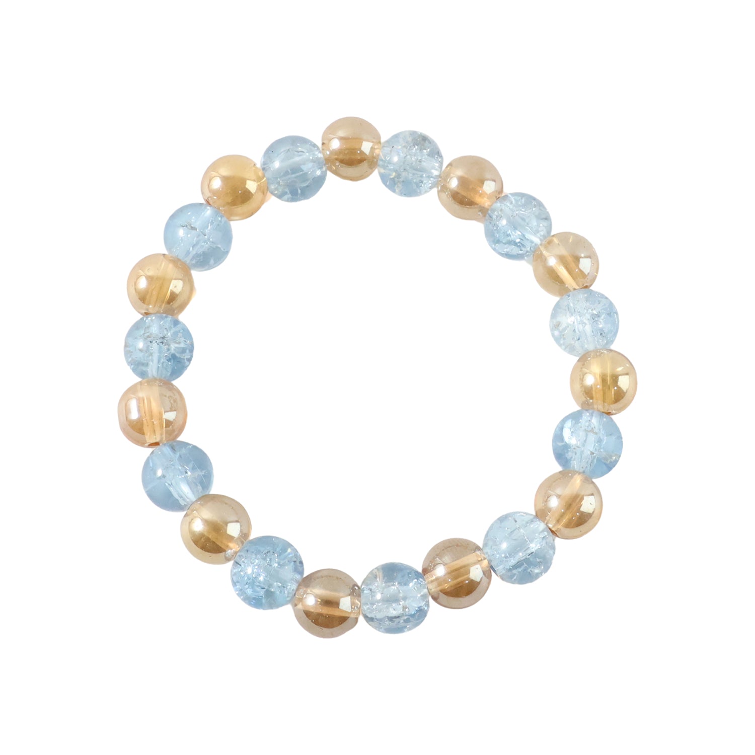 Elegant Dual-Tone Crystal Beaded Stretch Bracelet (1 Pc)