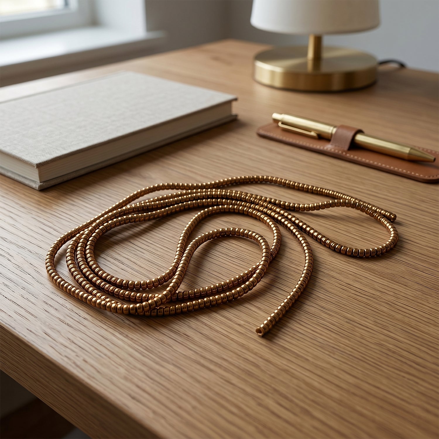 Brown spiral cable protector sleeve close-up