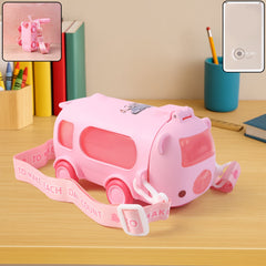 Bus Shaped Kids Water Bottle with Strap – 500ml Cute Cartoon Design With Sticker