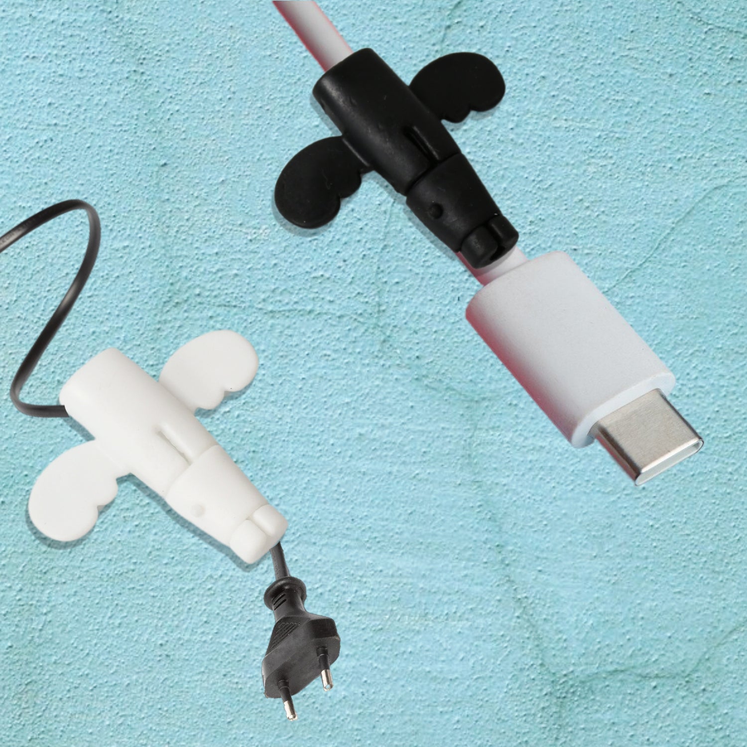 Silicone Data Cable Protector, Angel Data Cable Protective Cover, 2 in 1 Mobile Phone Cord Earphone Cord Saver Storage Tool