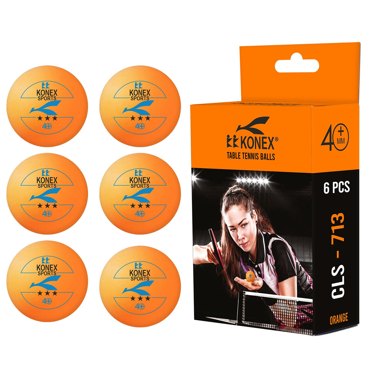 Set of 6 professional orange table tennis balls
