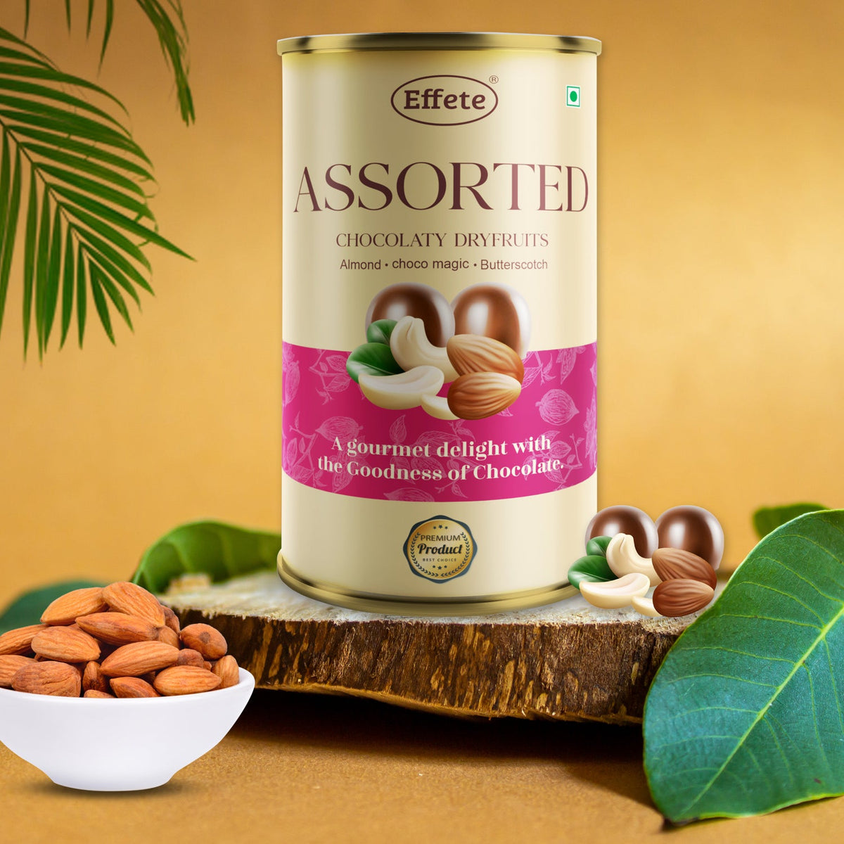 Effete Assorted Chocolate Box with crunchy nuts, elegantly packaged.