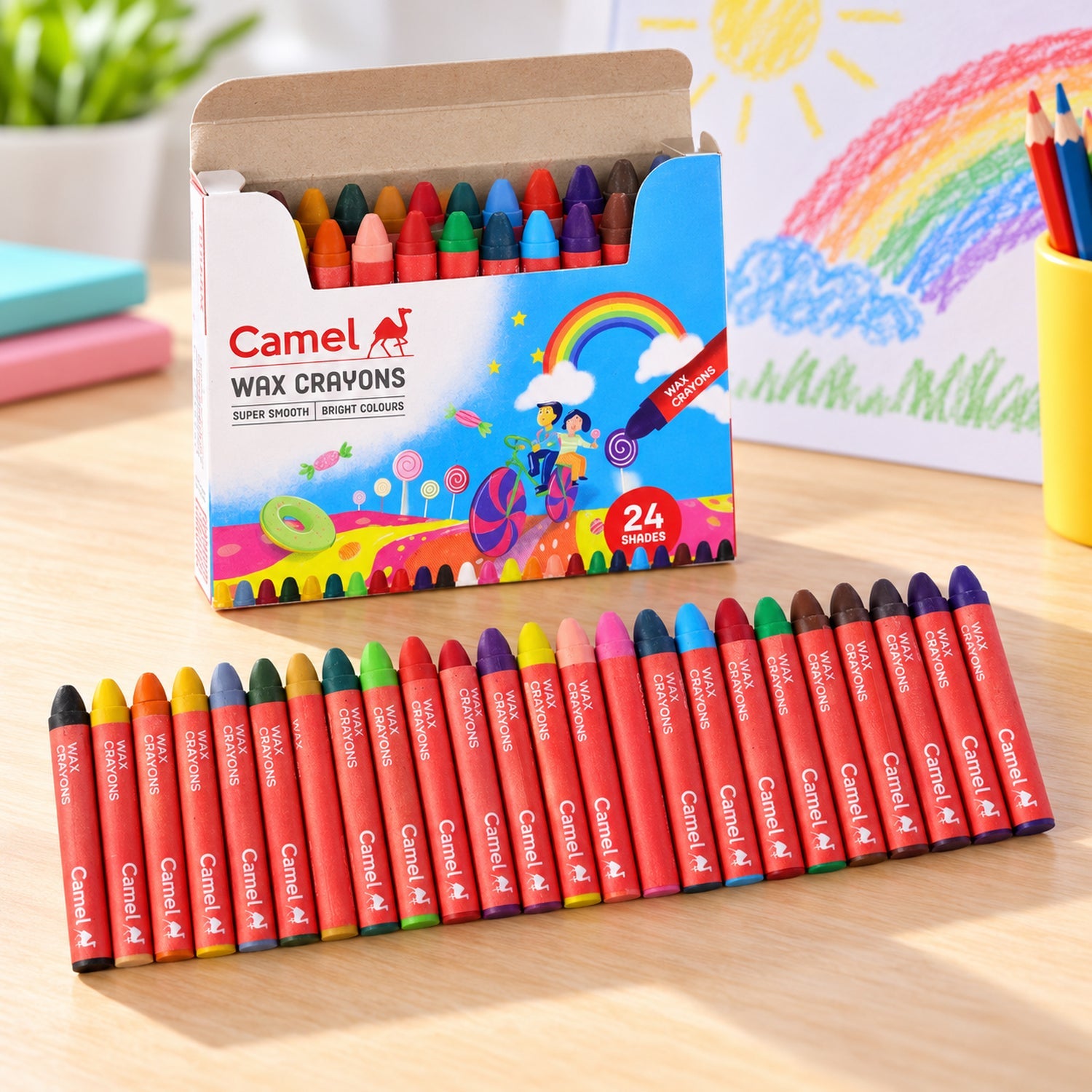 Camel Wax Crayons 24 Shades
